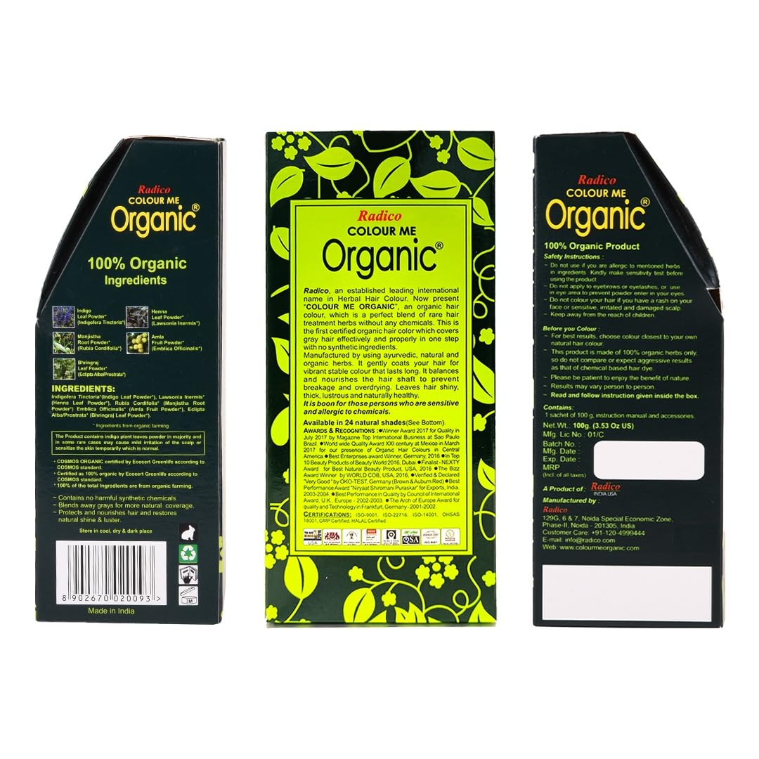 Radico label close-up revealing ingredient transparency and organic claim