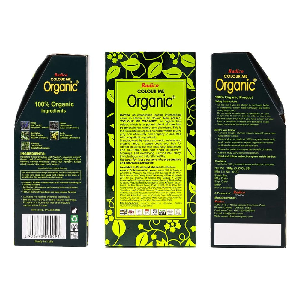 Radico label close-up revealing ingredient transparency and organic claim