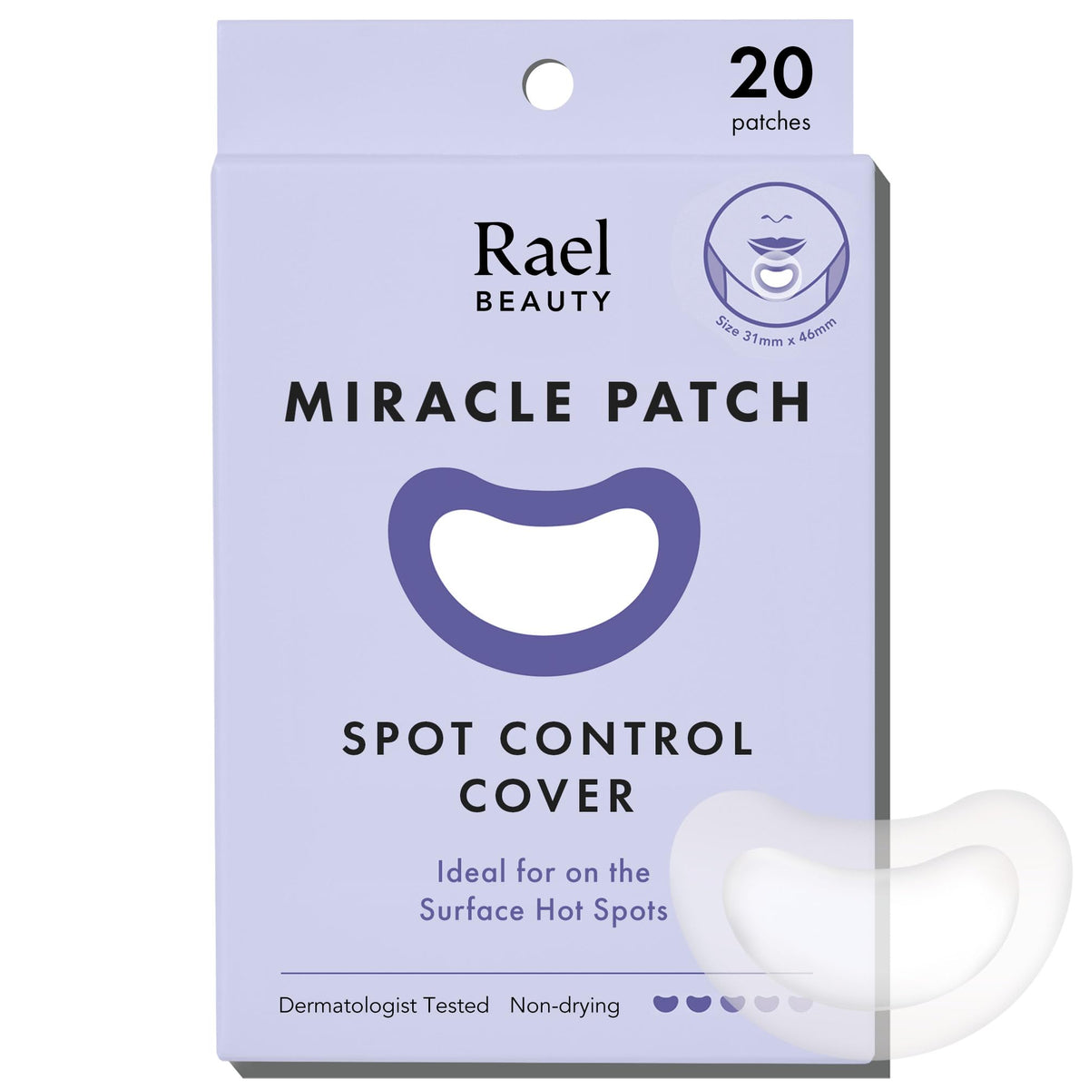Rael front packaging showing 20-count box and clear benefits