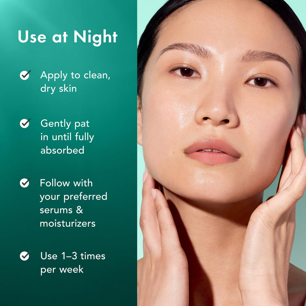 Rael applying serum on cheek to demonstrate gentle skin smoothing
