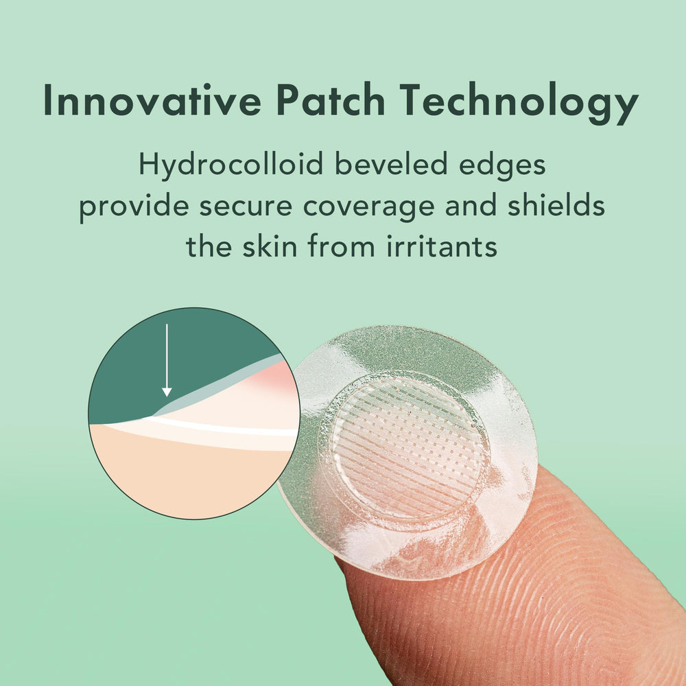 Rael patch applied on cheek demonstrating discreet protection and security