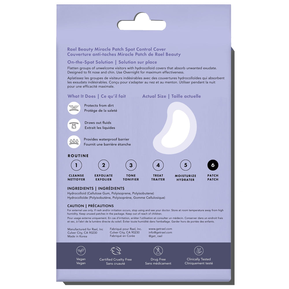 Rael patches staged with skincare items highlighting gentle hypoallergenic use