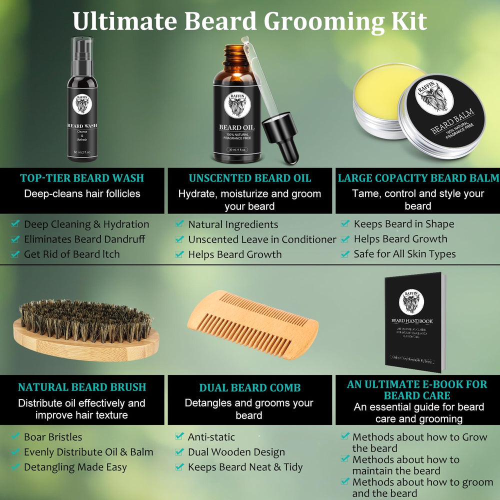 RAFFIN beard products on bath counter suggesting daily grooming routine
