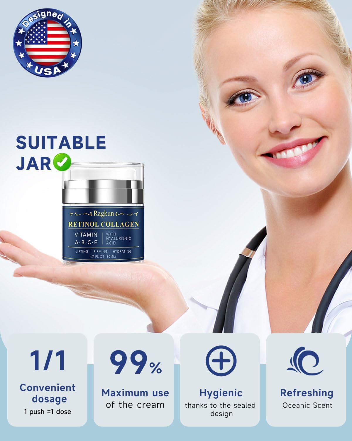 Ragkun application on face and neck illustrating even coverage and targeted hydration benefit