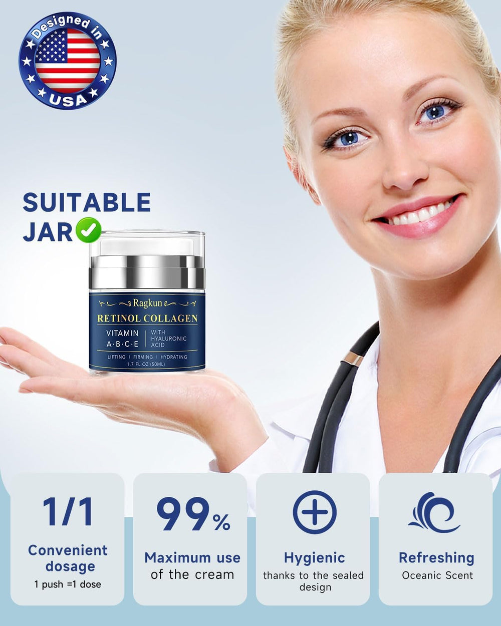 Ragkun application on face and neck illustrating even coverage and targeted hydration benefit