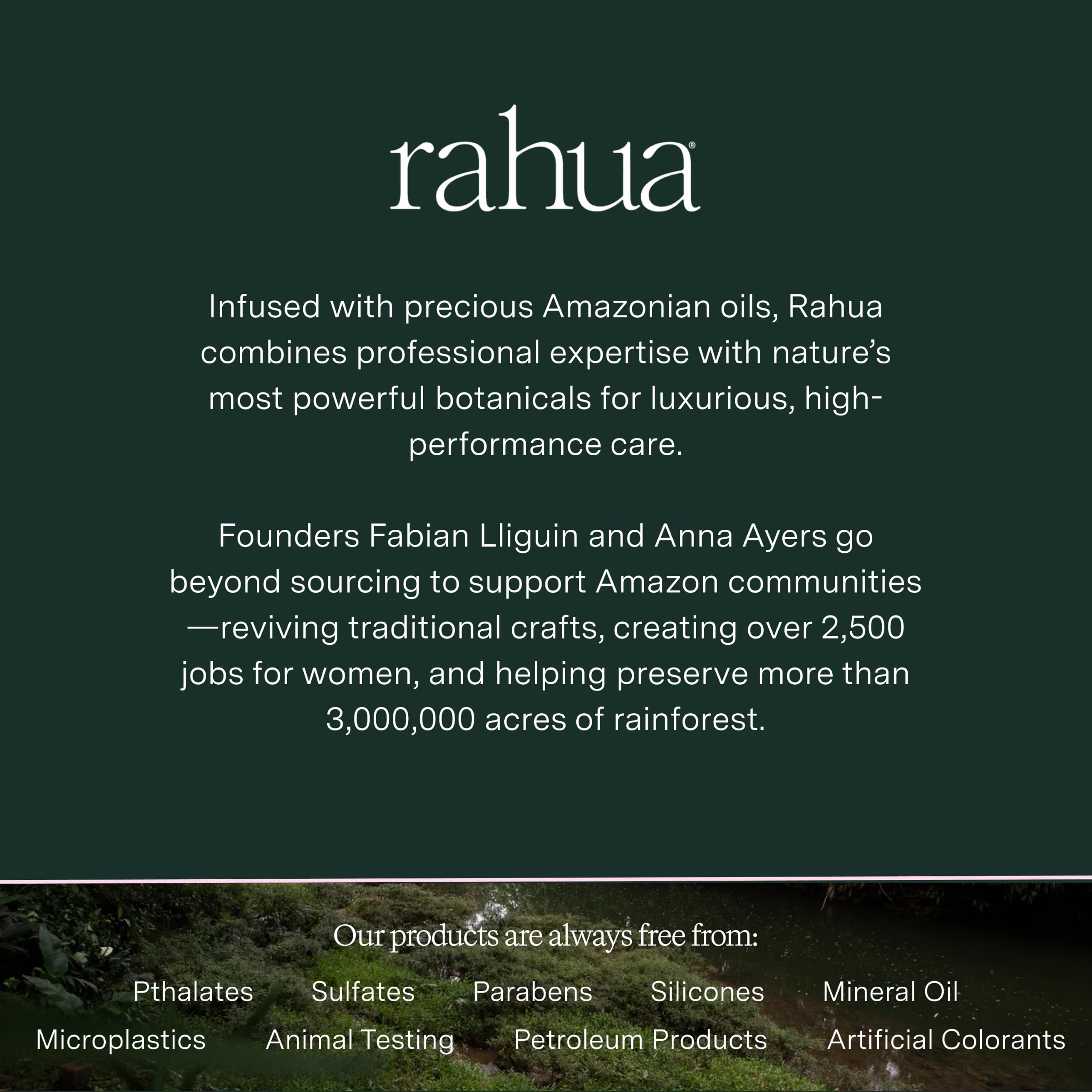 Rahua label close-up revealing ingredient transparency and clean-formula reassurance