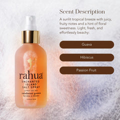 Rahua bottle in hand for scale illustrating travel-friendly size