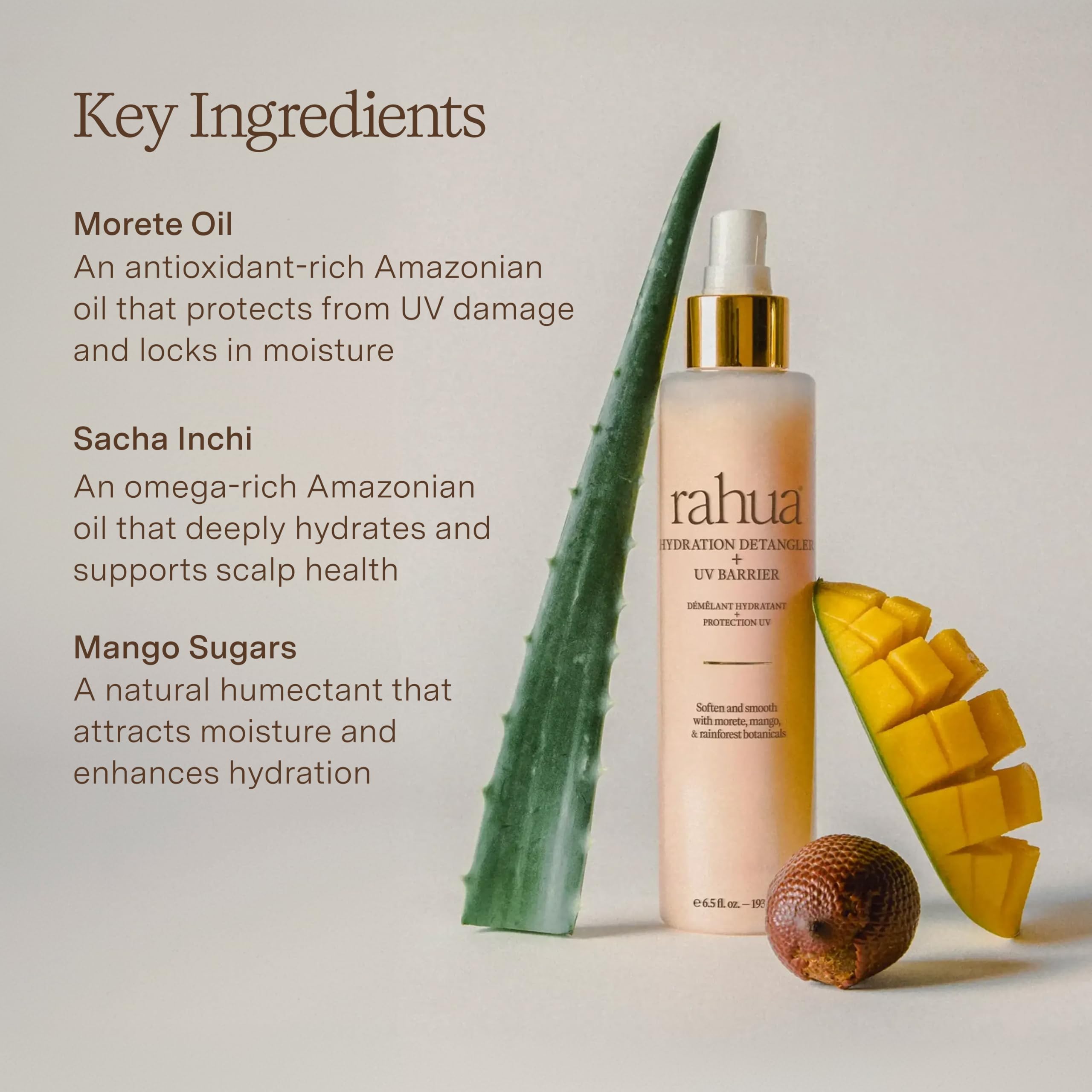 Rahua bottle held in hand to show 6.5 fl oz size for accurate scale and portability benefit