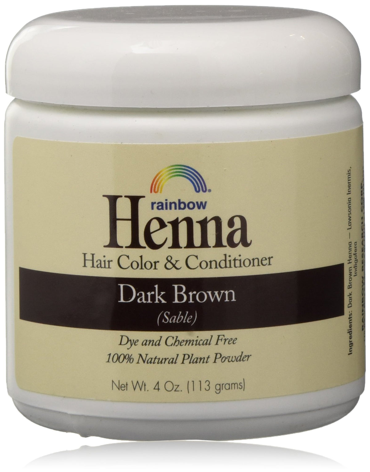 Rainbow Research Persian Dark Brown front packaging showing product and two 4 oz packets, clear labeling benefit