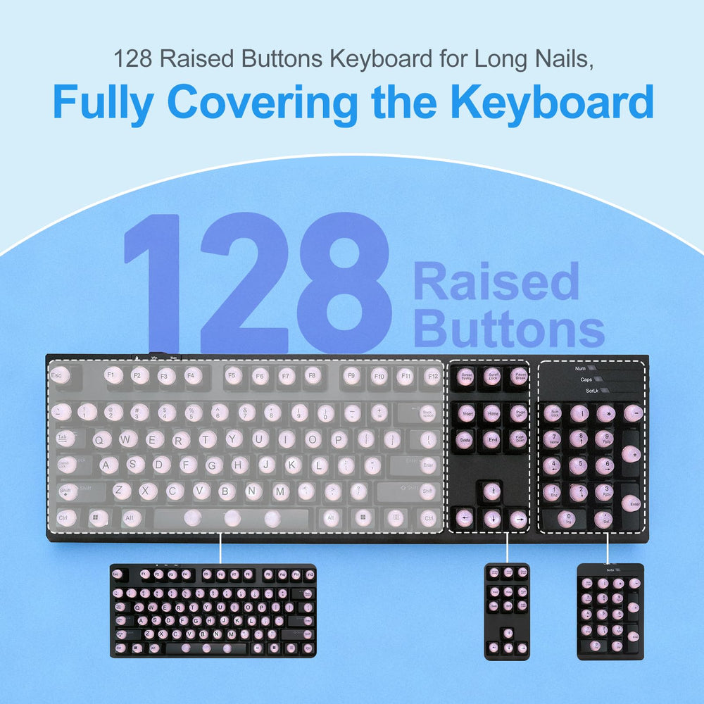 Raised Button keycaps installed on keyboard improving typing accuracy