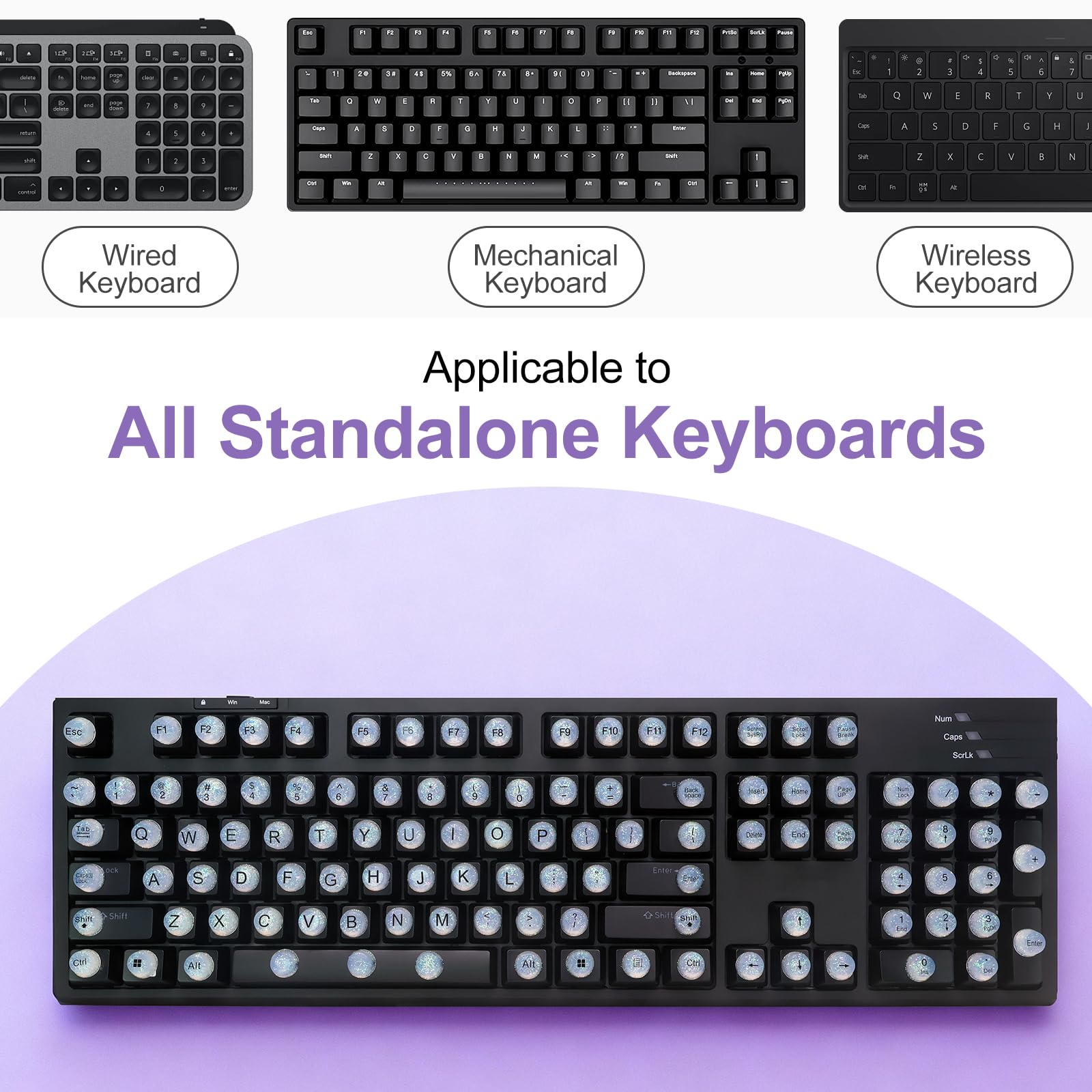 Raised Button stickers fitted on keyboard showing covered commonly used keys