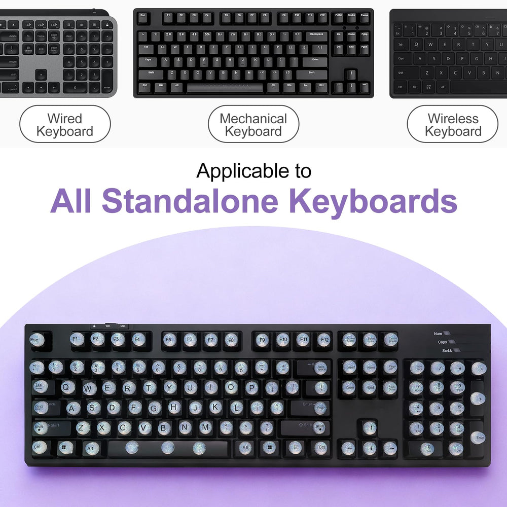 Raised Button stickers fitted on keyboard showing covered commonly used keys