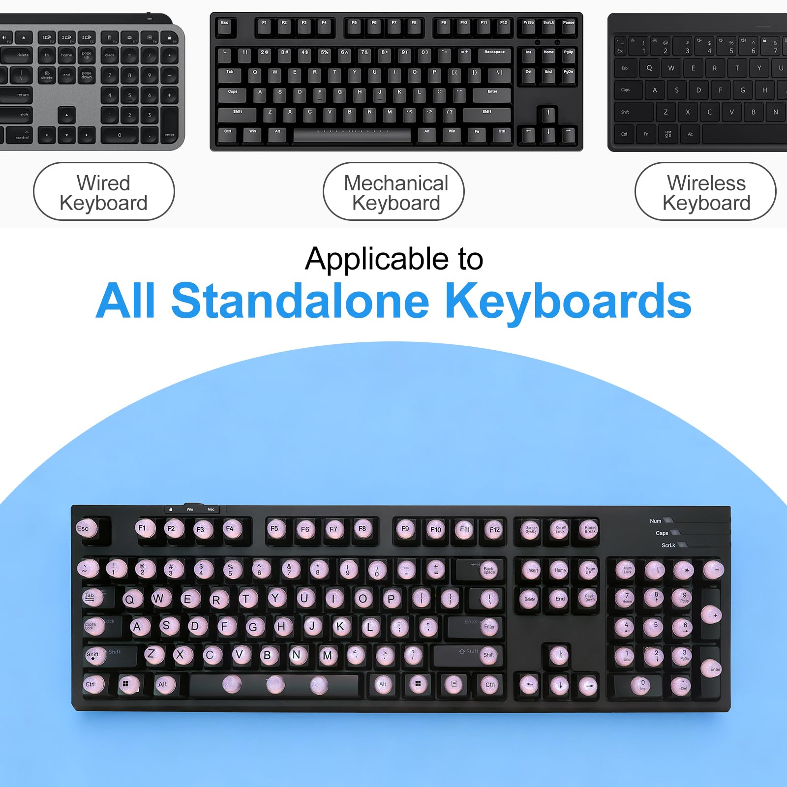 Raised Button keycap placed next to coin to show compact scale