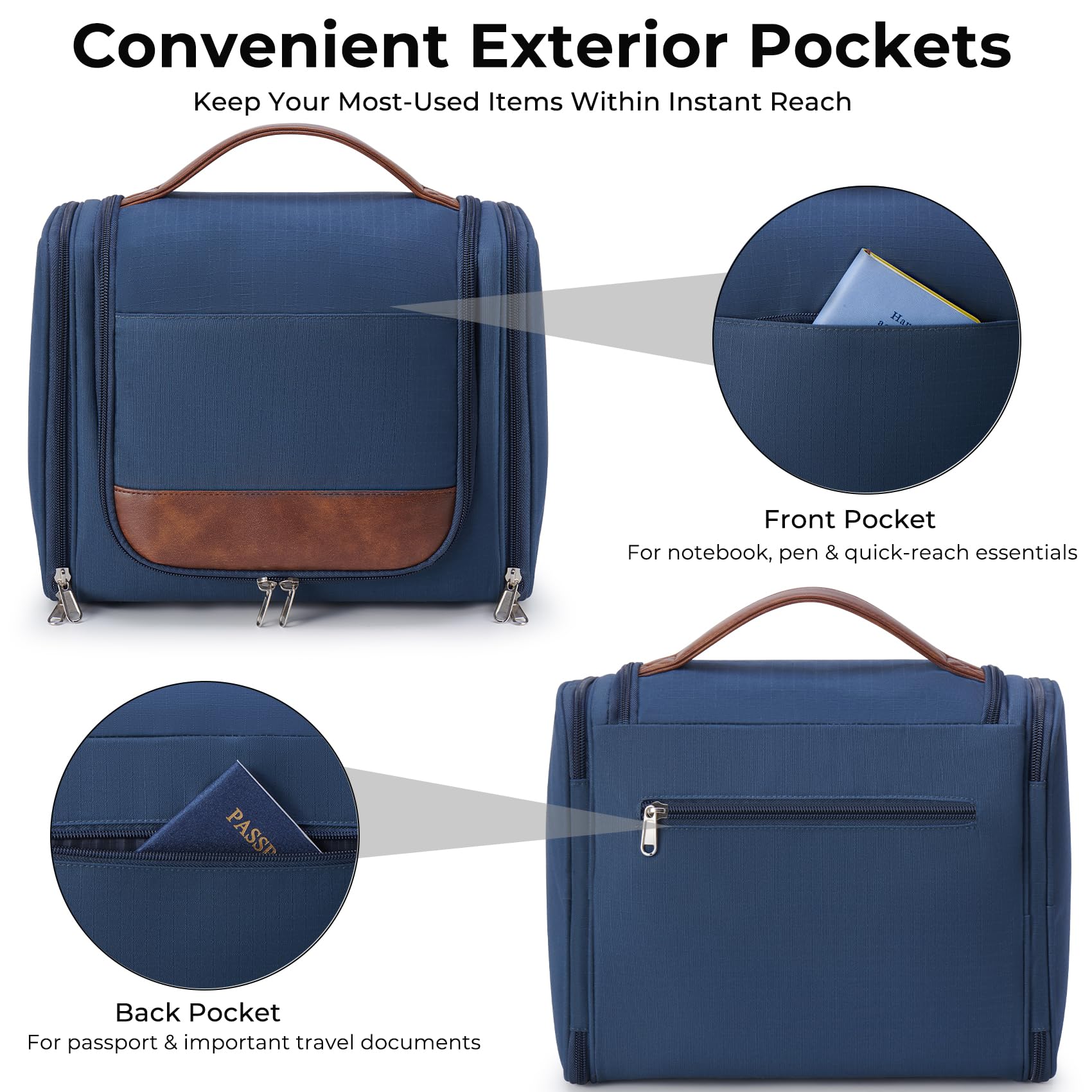 Ralnitote hanging on door with 360° hook for hands-free bathroom access