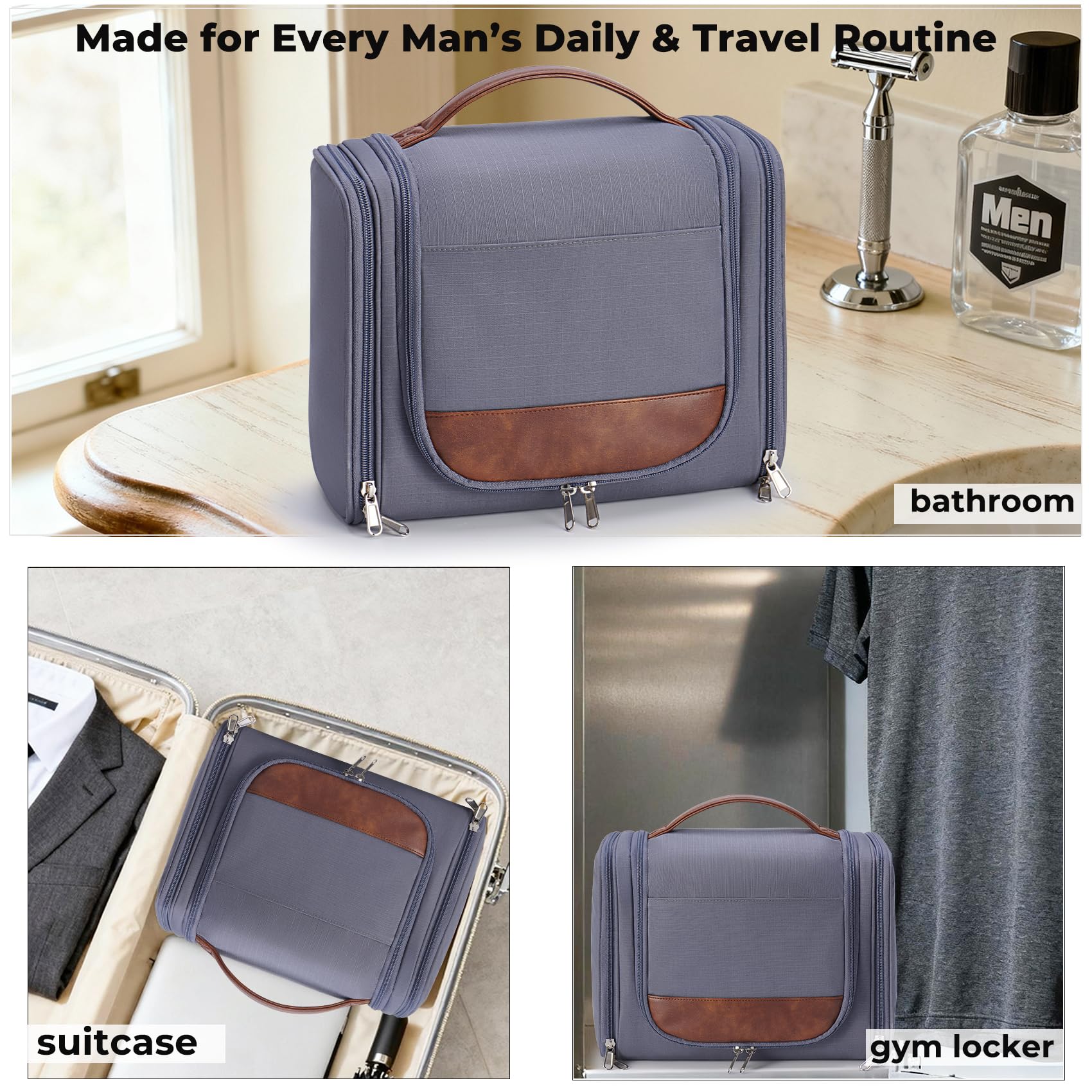 Ralnitote inside mesh and elastic pockets securing small items and keeping them upright