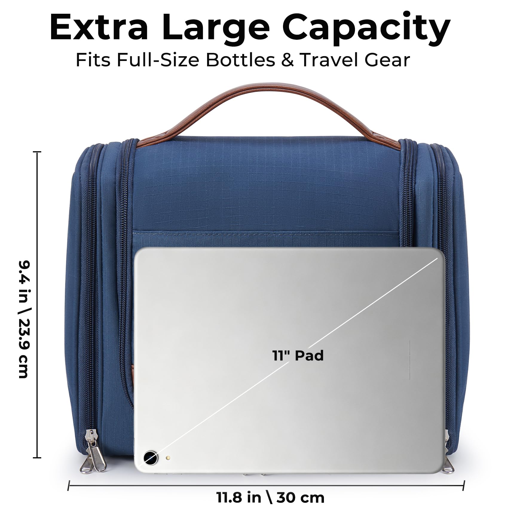 Ralnitote open 180° side compartment displaying neat contents for quick access