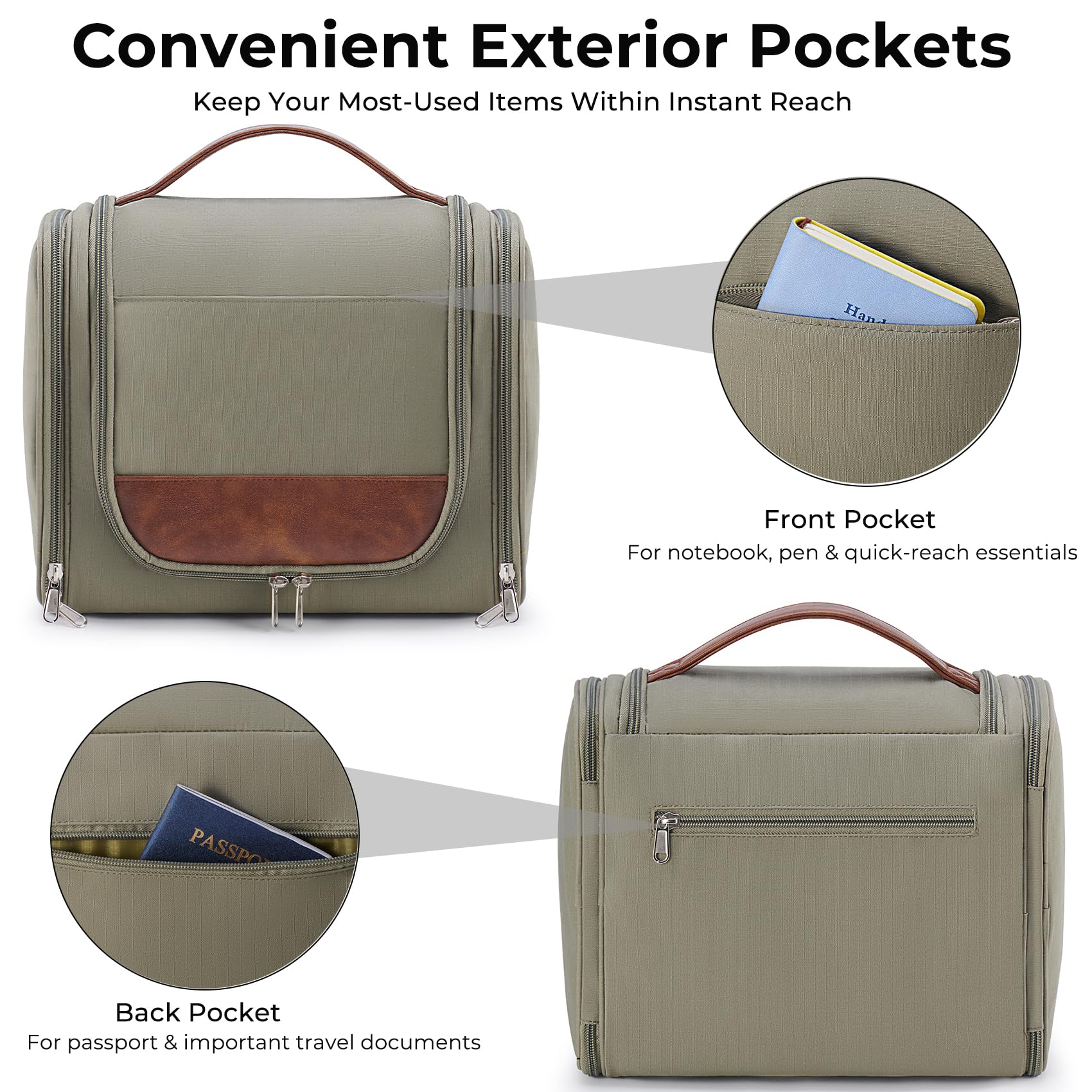 Ralnitote pocket organization with mesh and elastic loops keeping items upright
