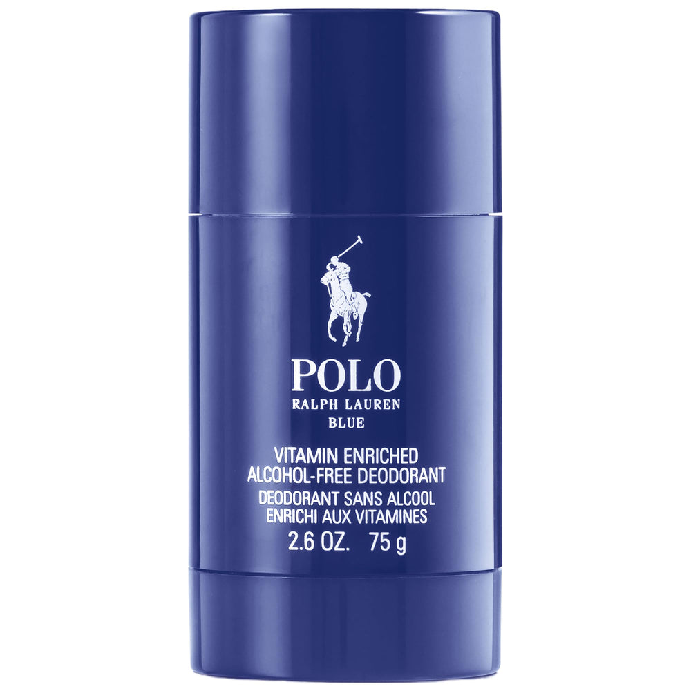 RALPH LAUREN FRAGRANCES front packaging view showing Polo Blue deodorant stick and brand clarity