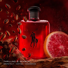 Close-up of bottle curvature highlighting Ralph Lauren detailing for premium feel