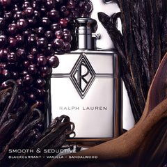 RALPH LAUREN FRAGRANCES close-up of chrome bottle detail benefit: modern refined finish