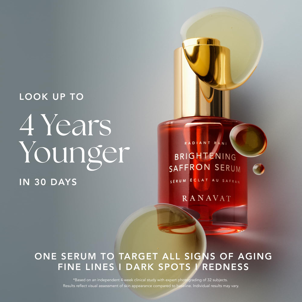 RANAVAT serum dropper and texture highlighting smooth application benefit