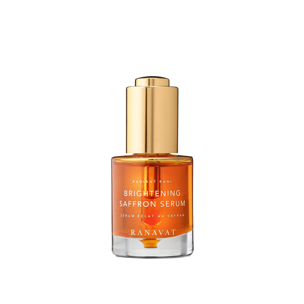 RANAVAT bottle front view showing saffron serum and radiant benefit