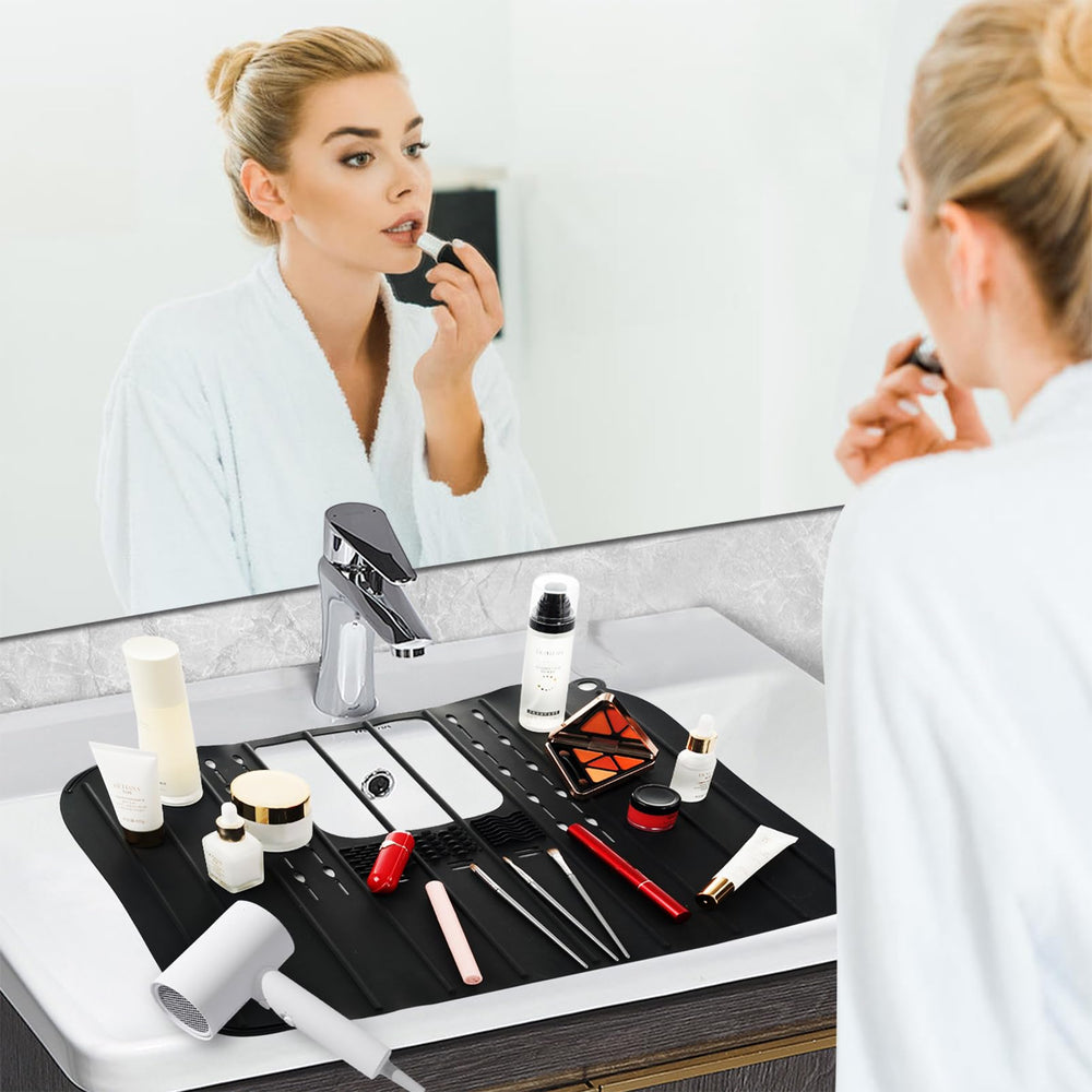 Ranphykx sink cover cutout allowing faucet access while in use