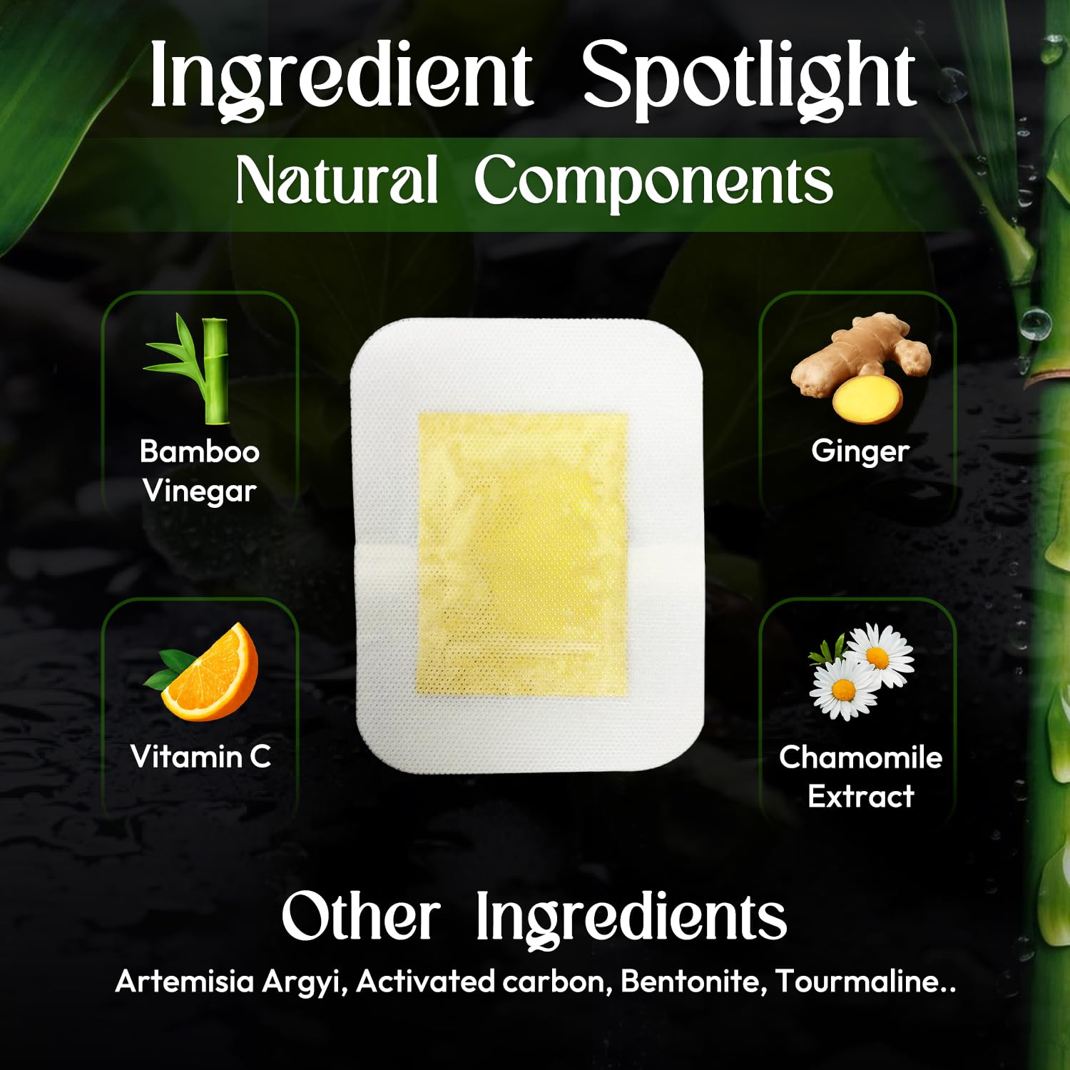 Rantherm ingredient display with bamboo and ginger visuals showing natural components benefit