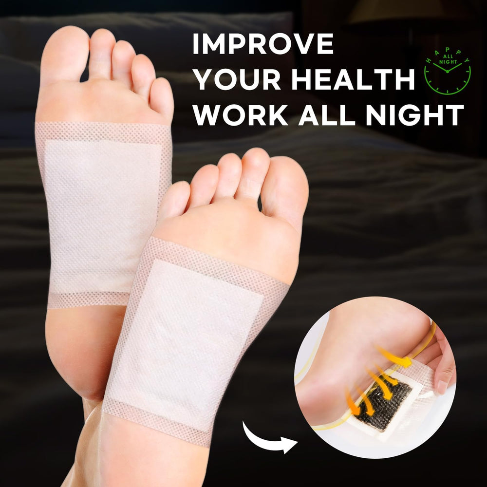 Rantherm patch applied to foot while sleeping demonstrating comfort and overnight wear