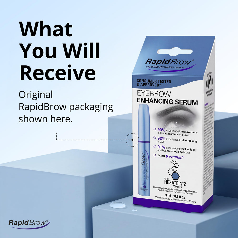 RapidBrow in bathroom routine setting to show easy integration into daily care