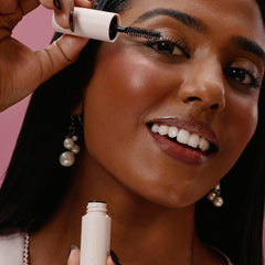 Rare Beauty brow gel brush close-up delivering flexible hold
