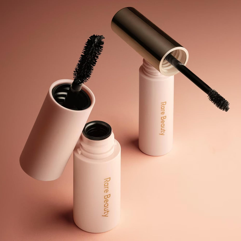 Rare Beauty size comparison with mini mascara for travel convenience