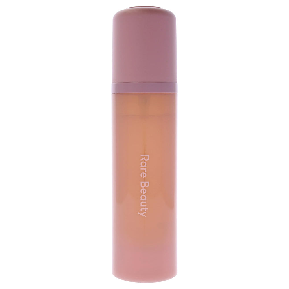 Rare Beauty spray nozzle detail demonstrating fine mist for even, lightweight application