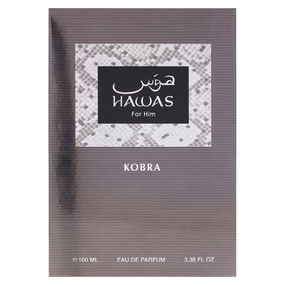 RASASI Hawas Kobra bottle on wood surface conveying warm amber tones and cozy appeal