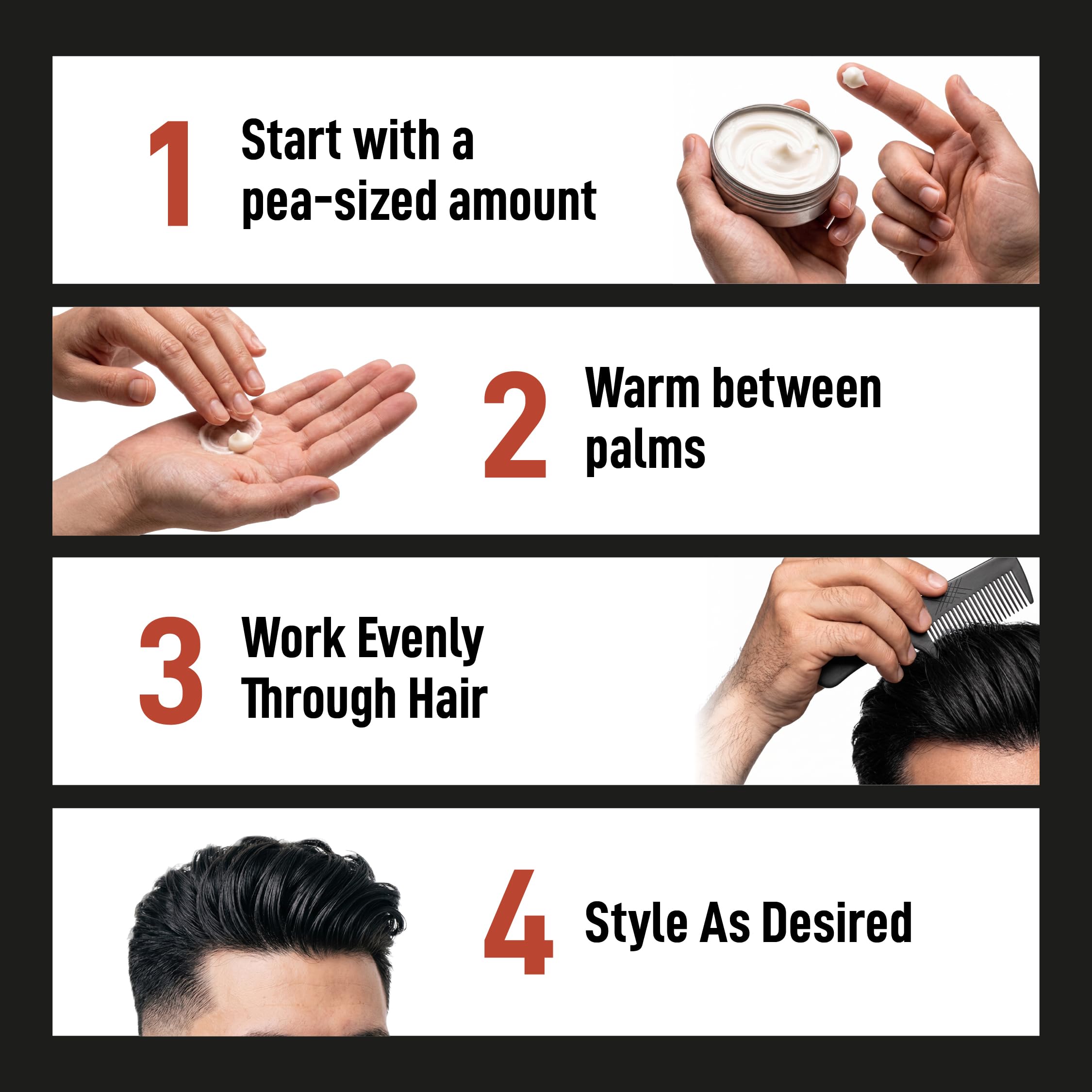 Rascal men's grooming cream being applied to hair, illustrates flexible medium hold styling