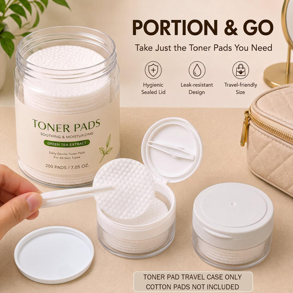 RattanView two jars on a vanity and in a toiletry bag for organized travel use