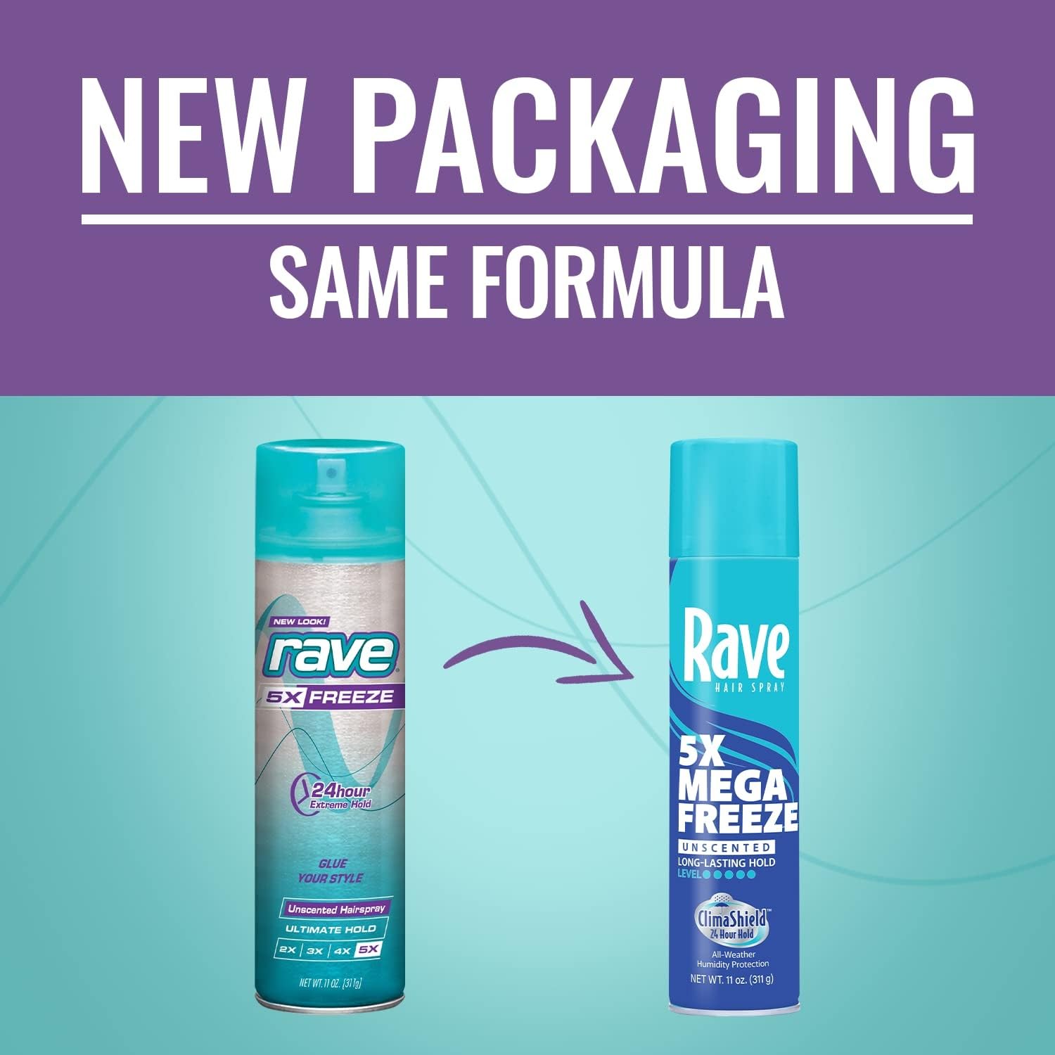 rave closeup label highlighting vitamin B5 and humidity defense