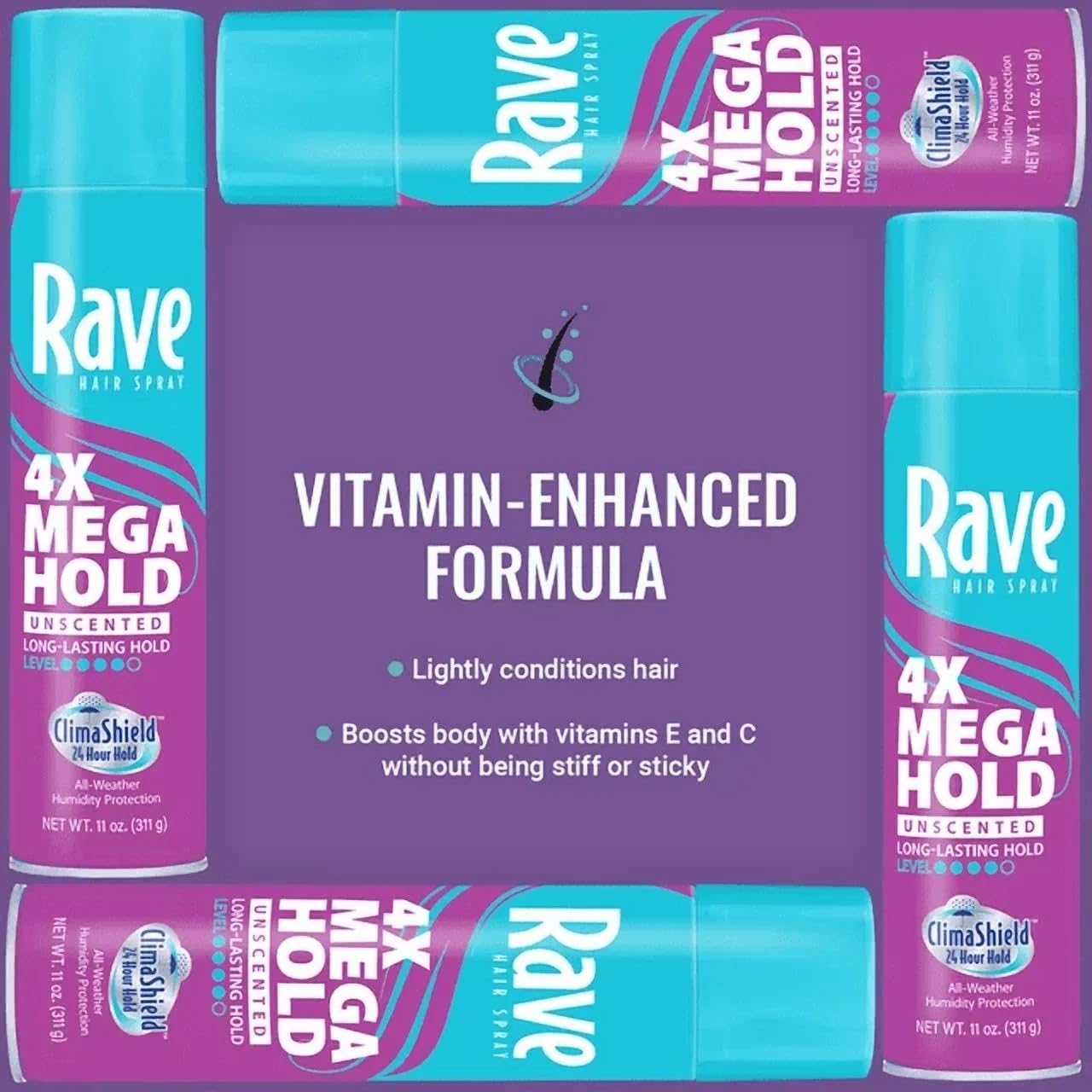 rave label ingredients and features highlighting vitamins and cruelty-free