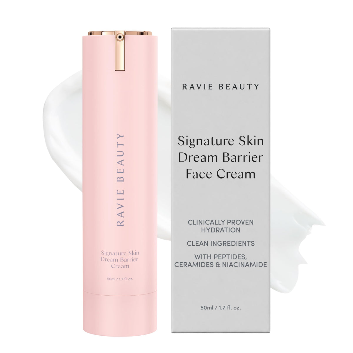 Ravie Beauty jar front view showing packaging and brand, highlights clinical hydration