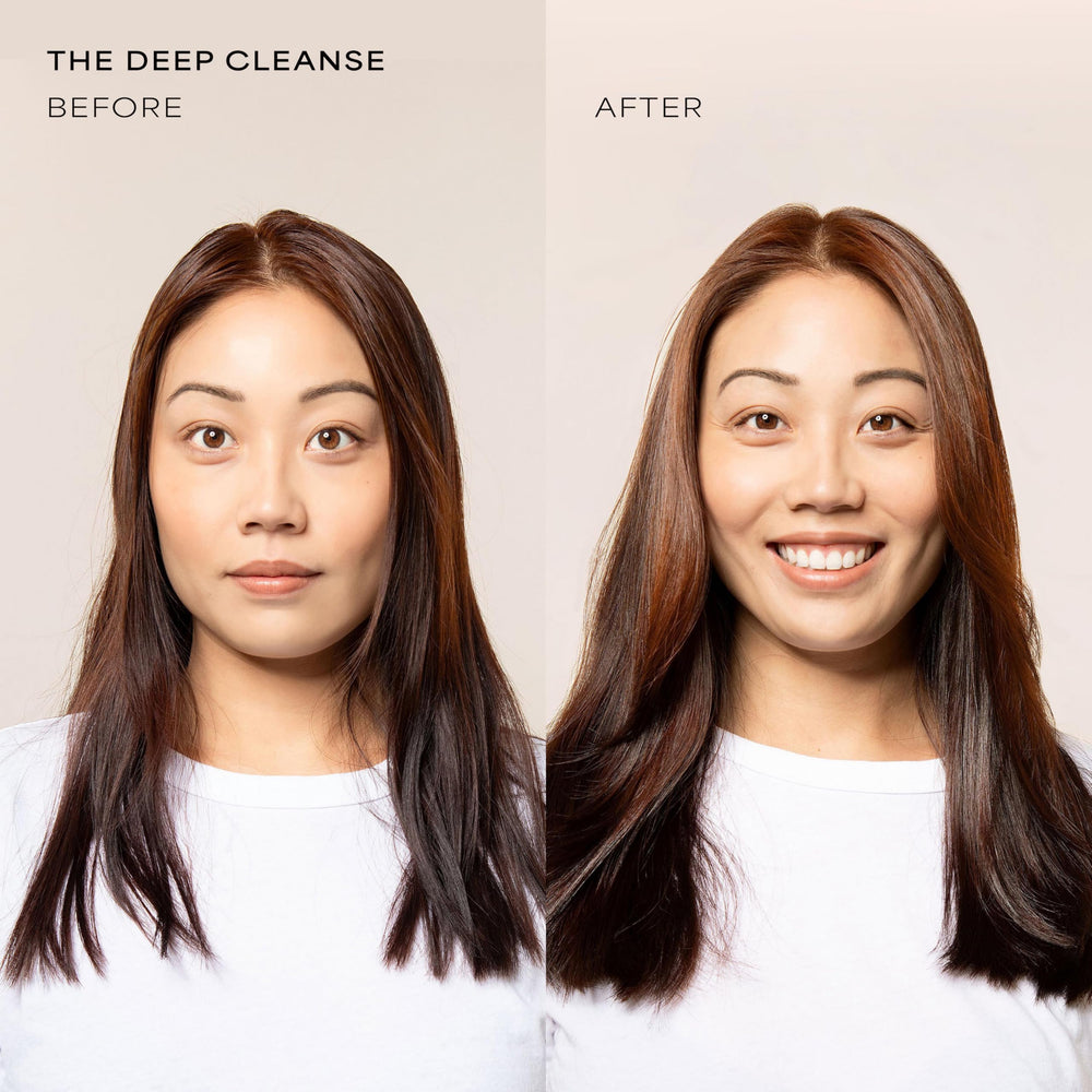 Close-up of Raw Sugar Deep Cleanse Shampoo texture highlighting charcoal and matcha benefits