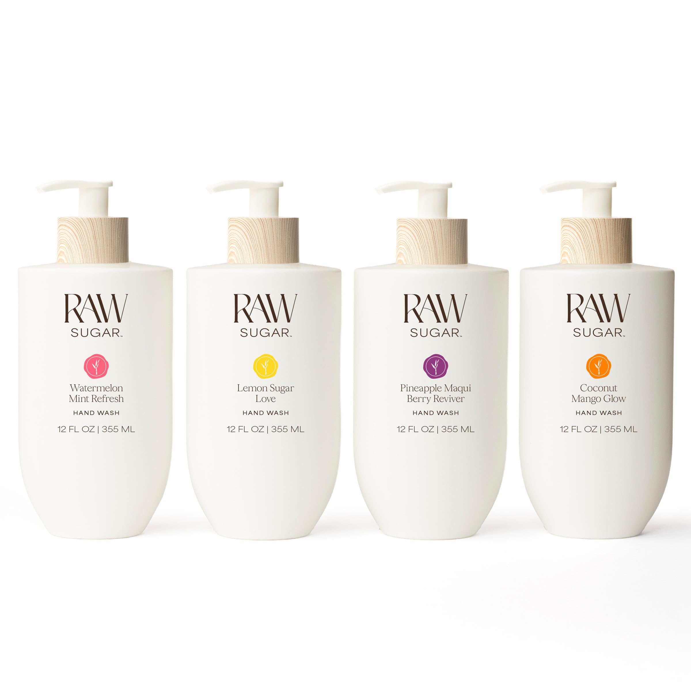 RAW SUGAR front packaging showing four bottles and variety benefits