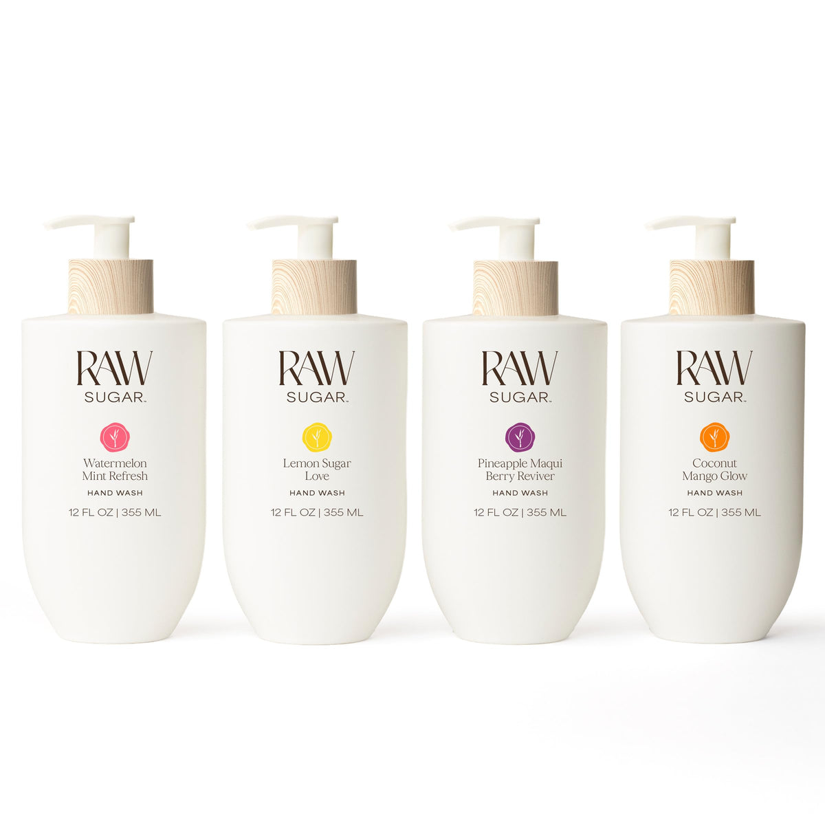 RAW SUGAR front packaging showing four bottles and variety benefits