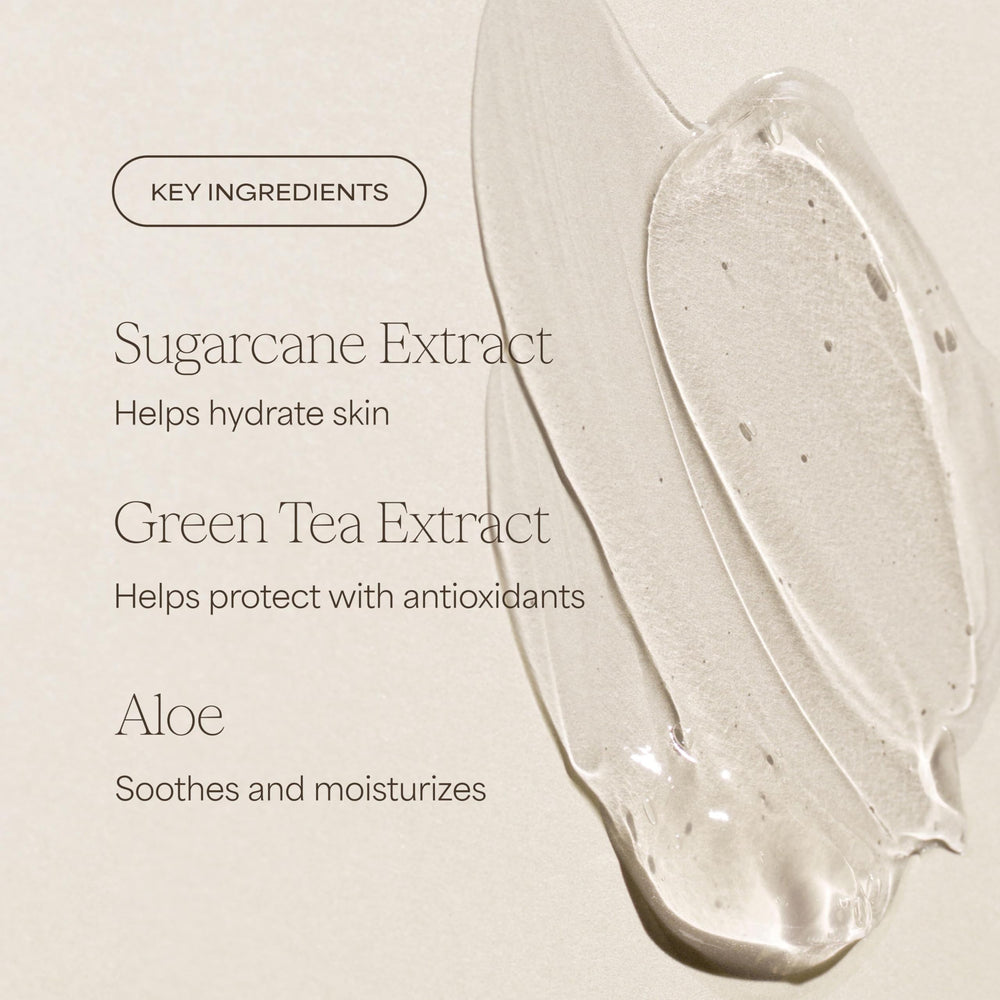 RAW SUGAR green tea aloe and sugarcane ingredients illustrating soothing botanical benefits