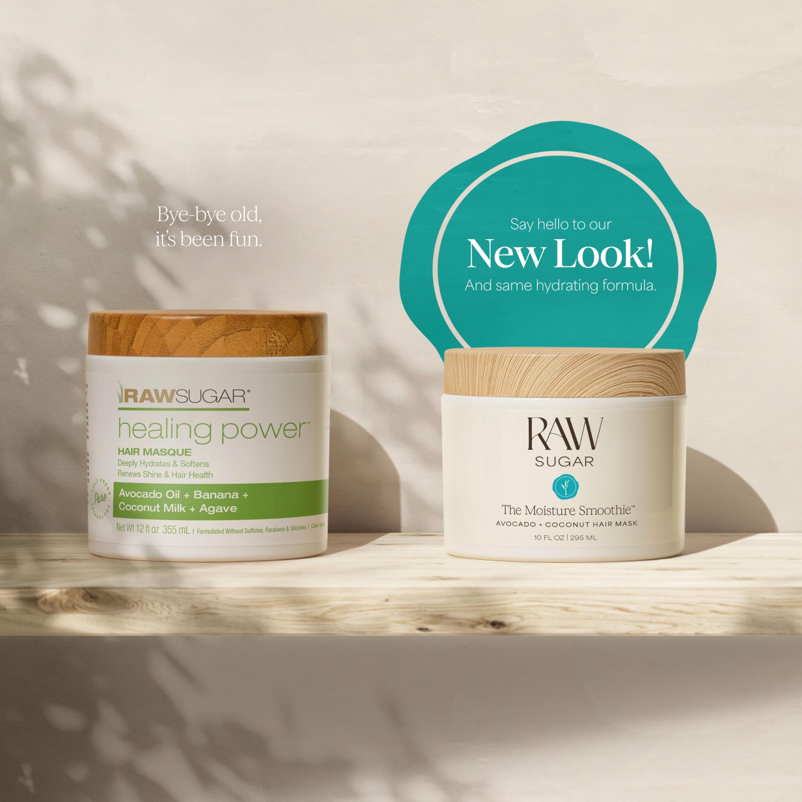 Raw Sugar duo on bathroom vanity in lifestyle scene inspiring a relaxing haircare ritual