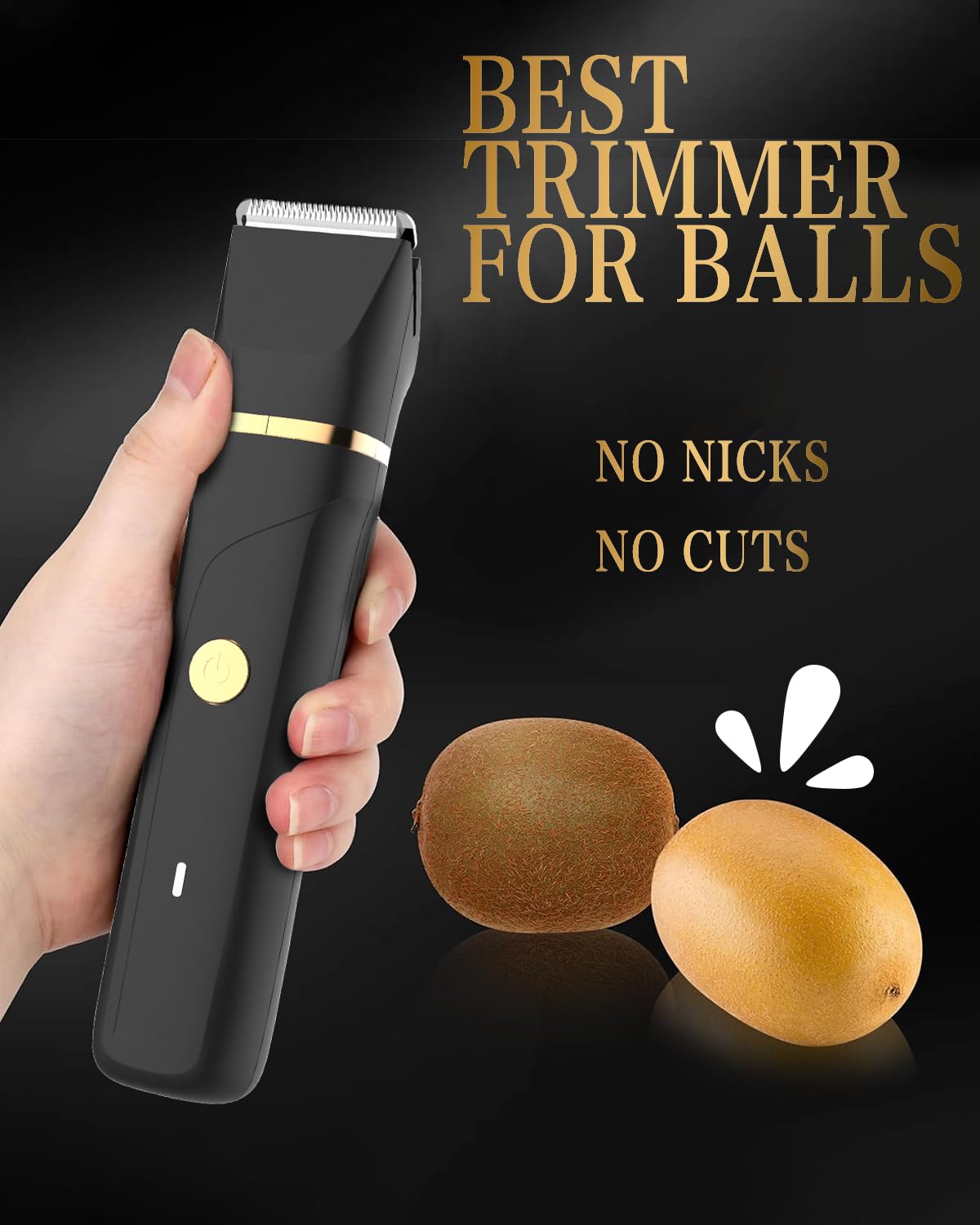 RAXMETRY trimming chest hair in lifestyle setting showing controlled body grooming benefit