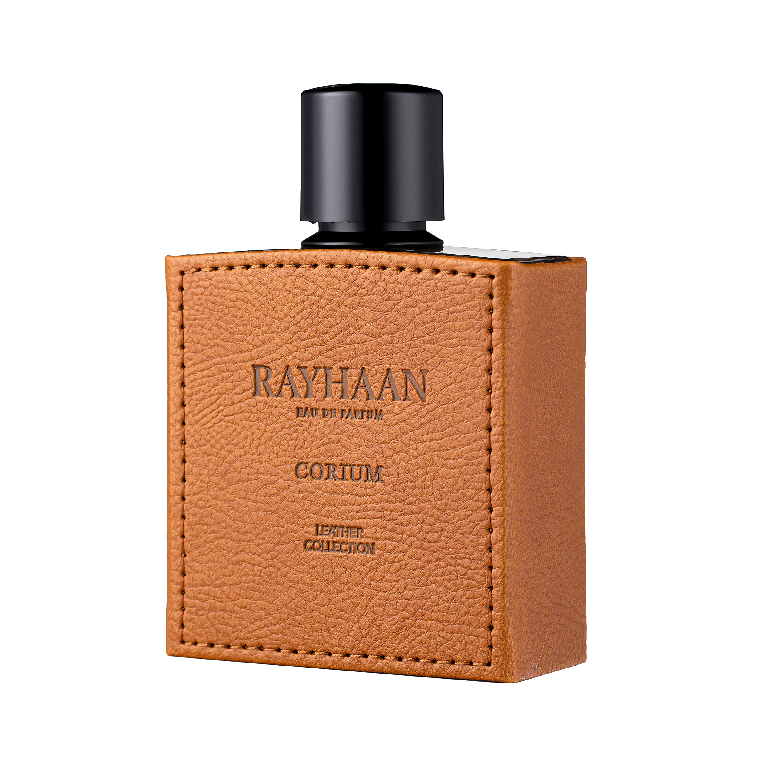 RAYHAAN Corium close-up label highlighting notes and premium finish