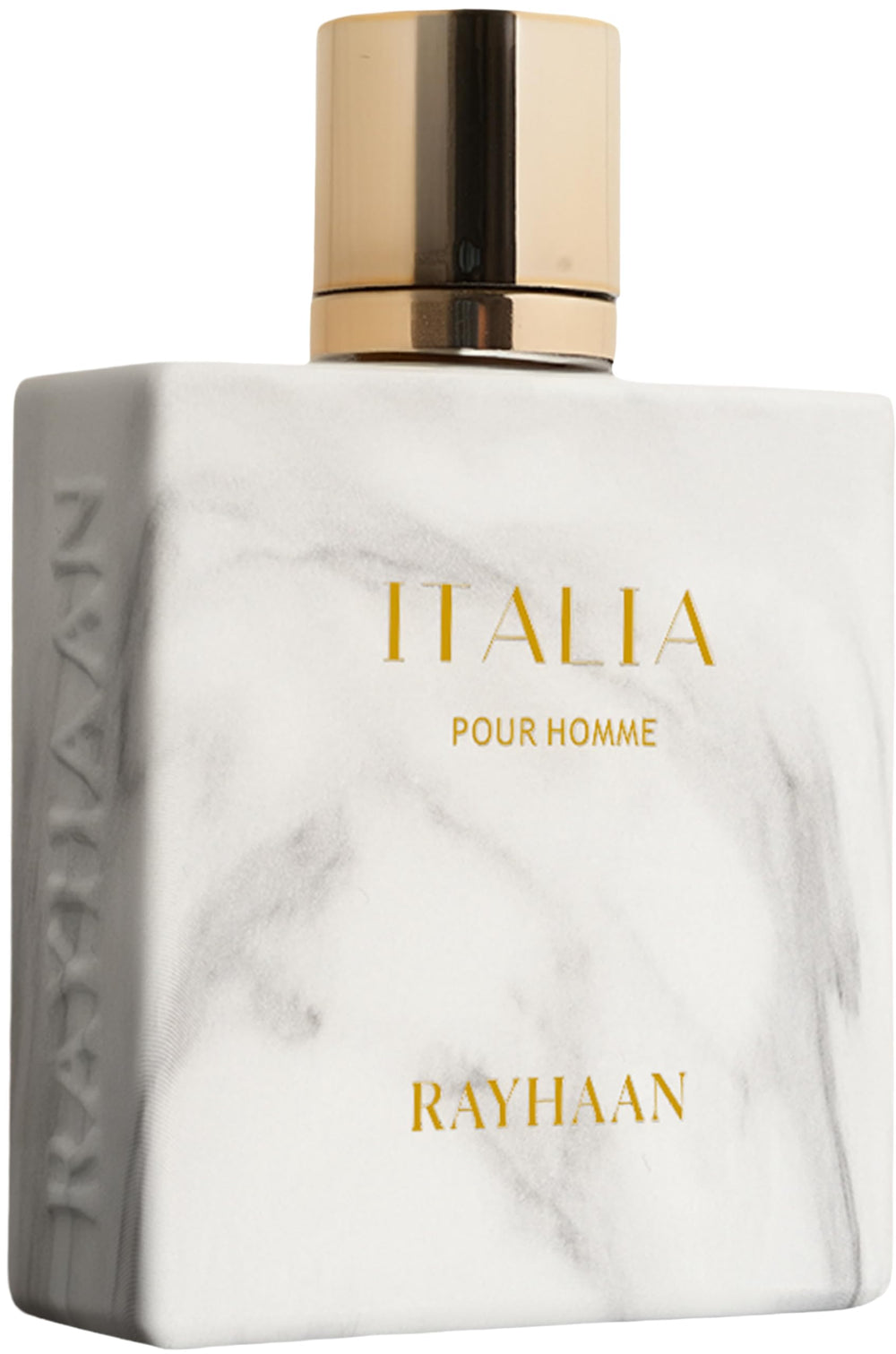 Rayhaan Italia front bottle view showing elegant packaging and instant shelf appeal