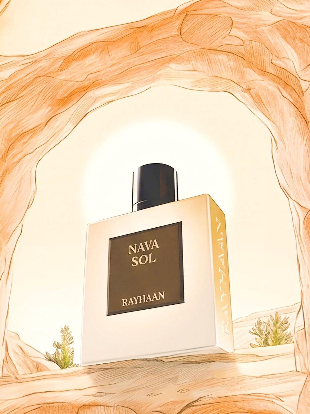 RAYHAAN gift box presentation with bottle showing premium packaging for gifting