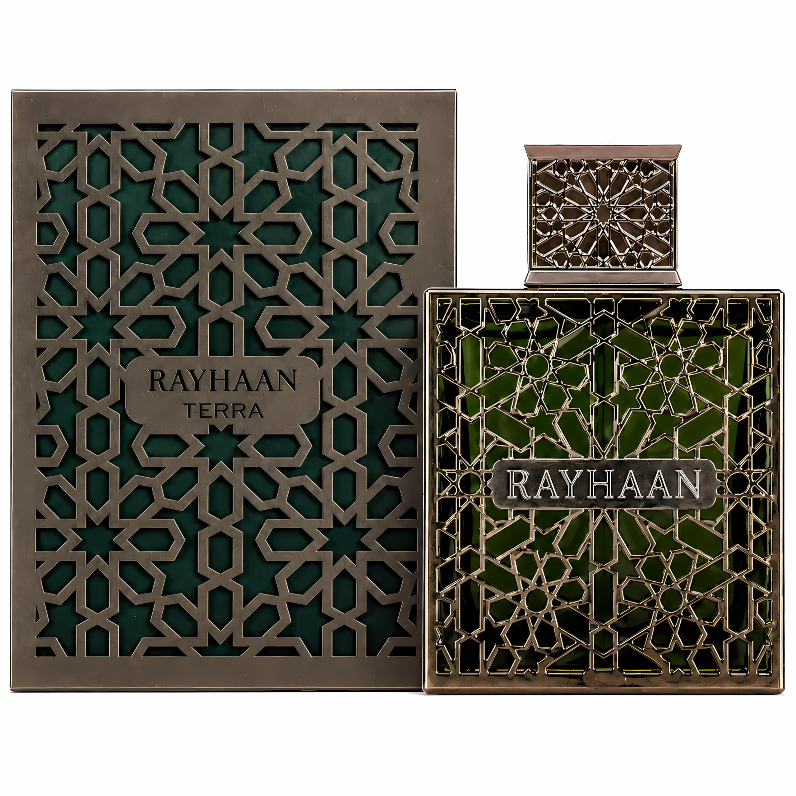 RAYHAAN bottle angled to highlight modern lines and depth