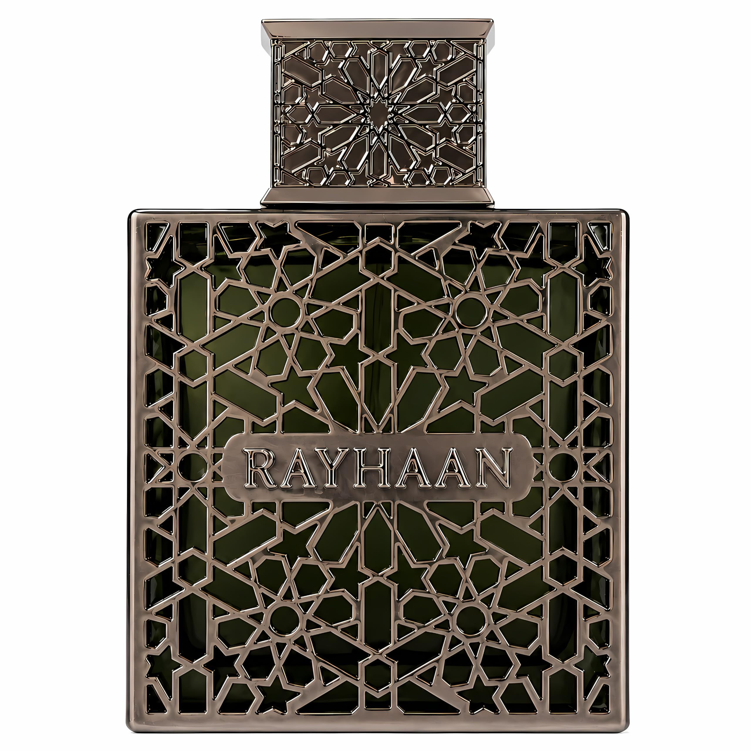 RAYHAAN front bottle showing elegant shape and earthy appeal